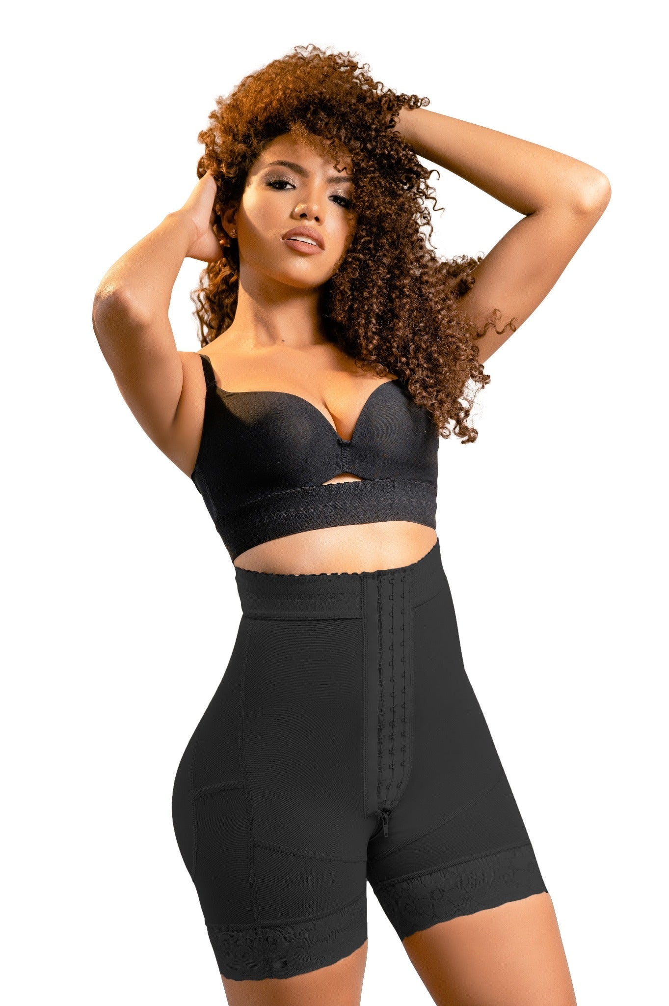 Mid Thigh Hook & Eye High Waist Short