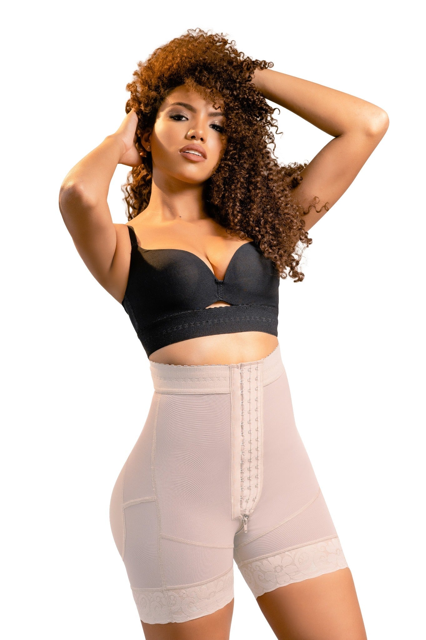 Mid Thigh Hook & Eye High Waist Short