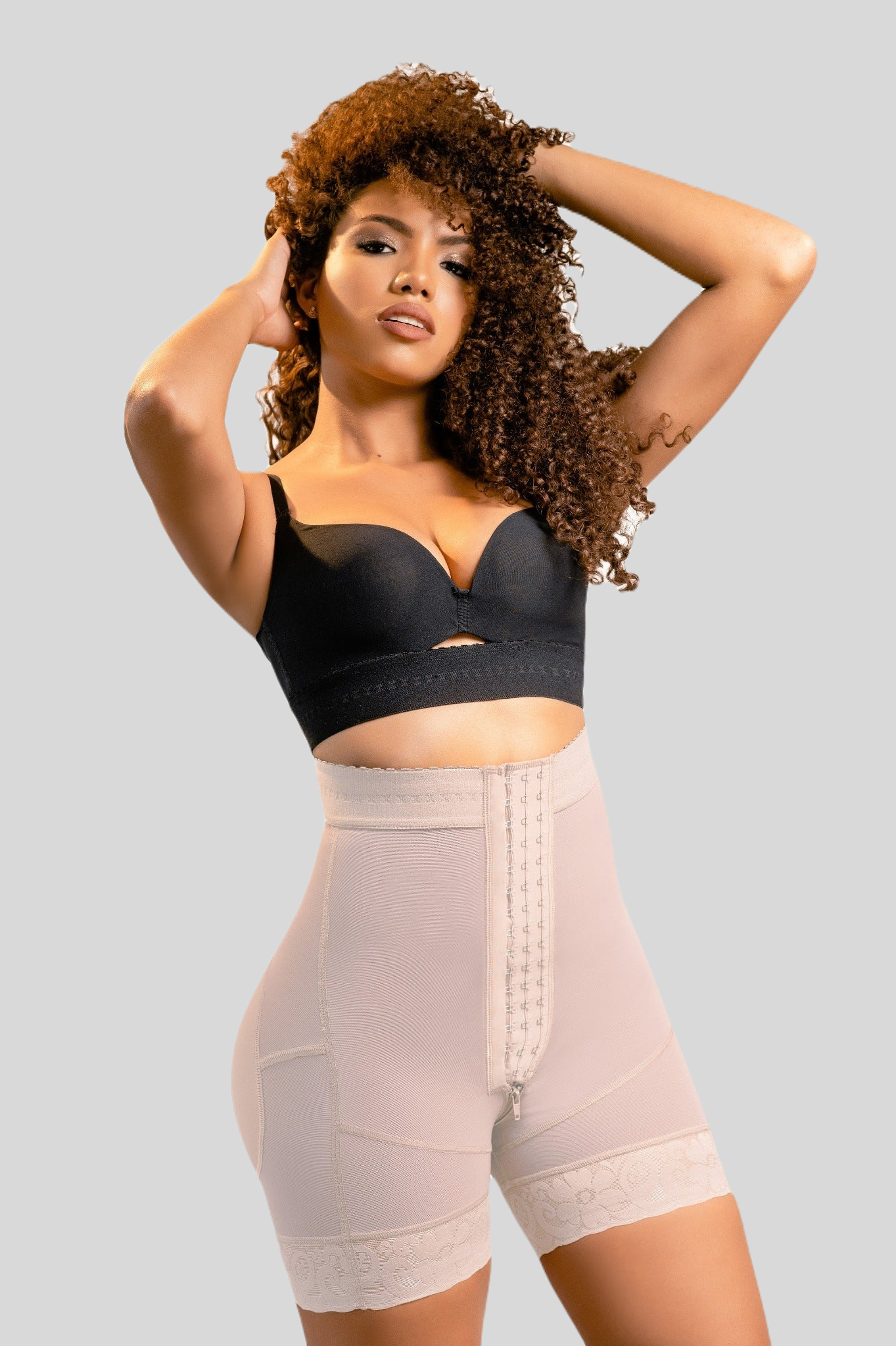 Mid Thigh Hook & Eye High Waist Short