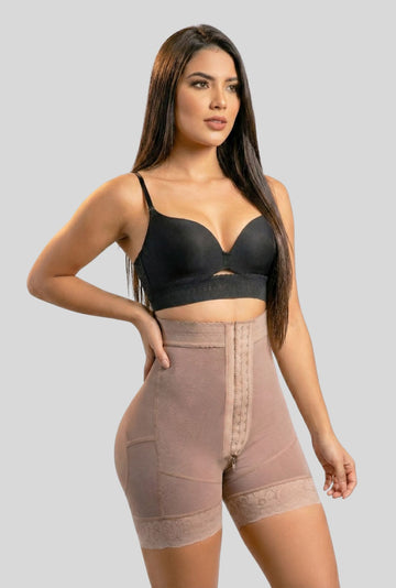 Mid Thigh Hook & Eye High Waist Short